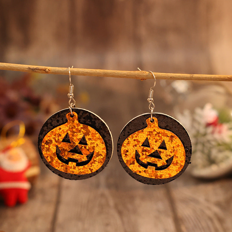 PU Leather Pumpkin Earrings Trandify Deal