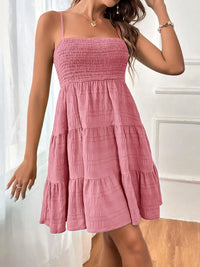 Women’s Sleeveless Tiered Dress – Lightweight Casual Smocked Cami Dress for Beach & Vacations