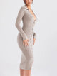 Women’s button-front sweater dress for fall – soft knit long sleeve dress