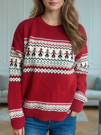 Contrast Round Neck Dropped Shoulder Sweater Trandify Deal