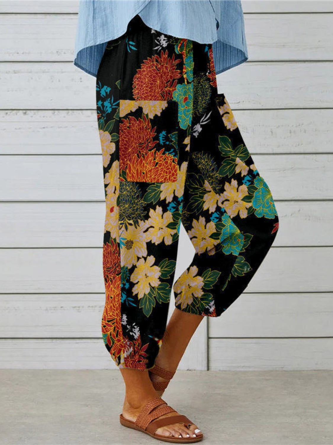 Printed Tied Cropped Pants Trandify deal