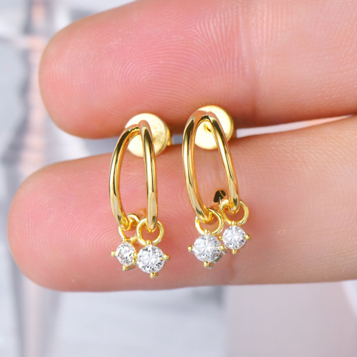 925 Sterling Silver Moissanite C-Hoop Earrings Trandify deal