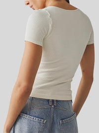 Round Neck Short Sleeve T-Shirt Trandify deal