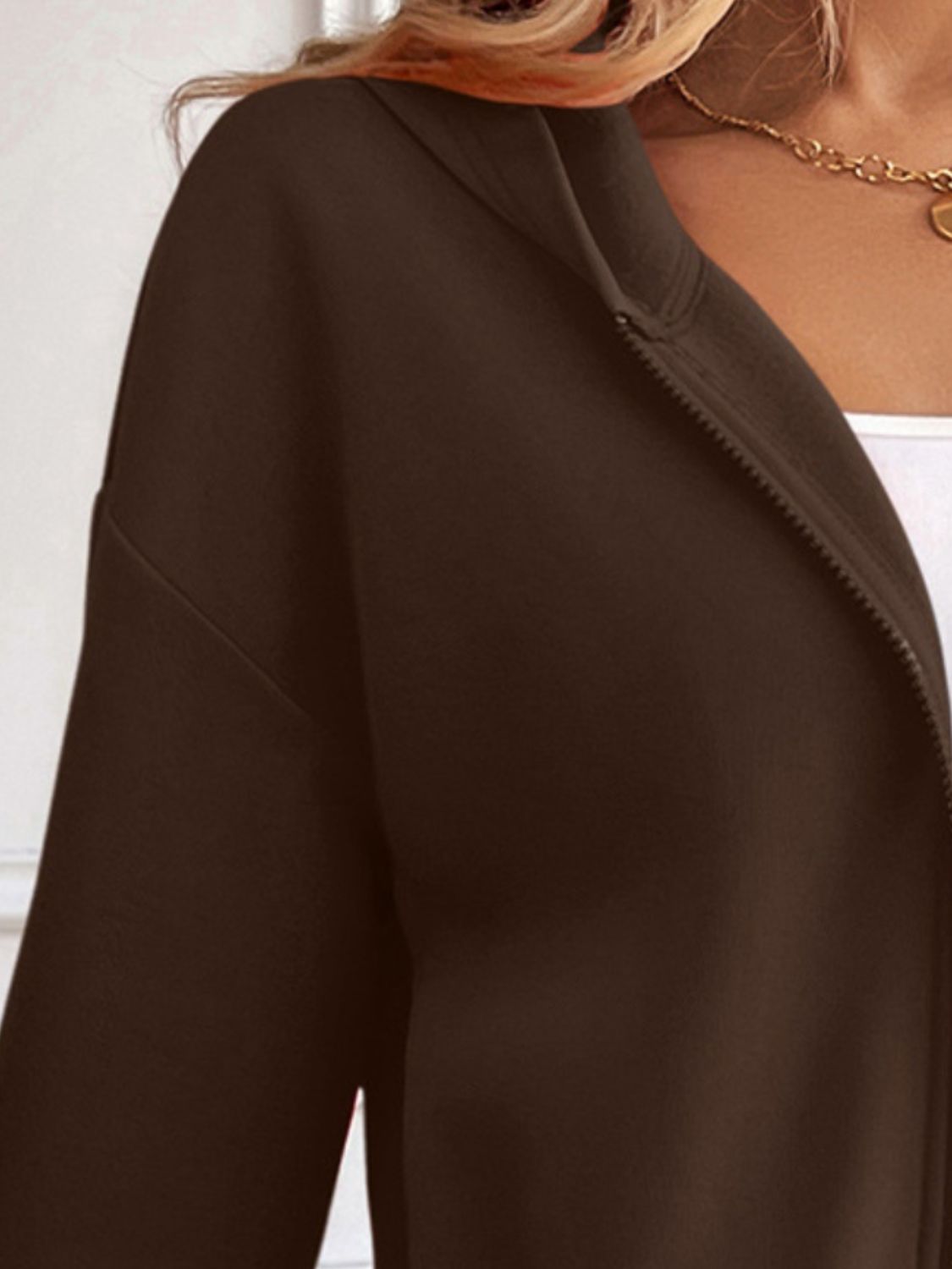 Ivy Lane Zip Up Dropped Shoulder Hooded Jacket Trandify Deal