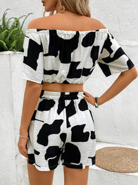 Perfee Drawstring Off-Shoulder Top and Shorts Set Trandify deal