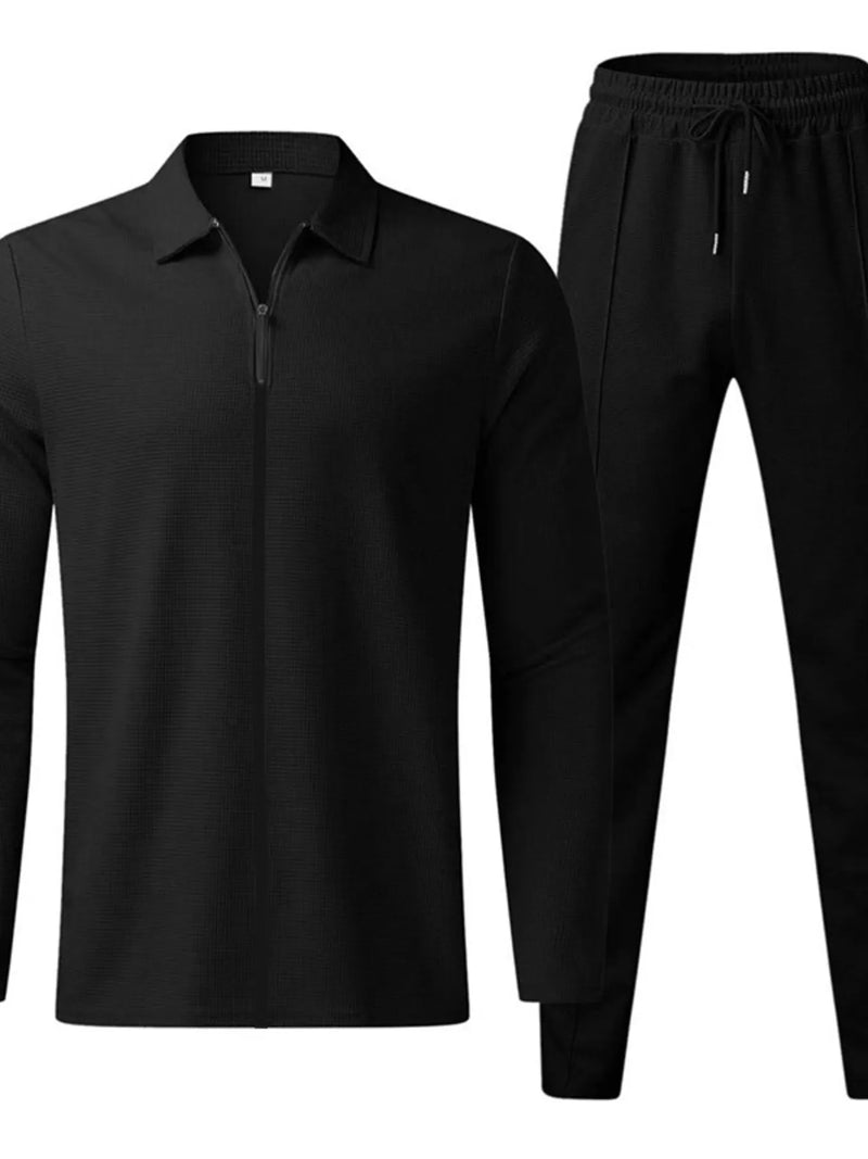 Plus size matching hoodie and pants set, breathable fabric for U.S. men