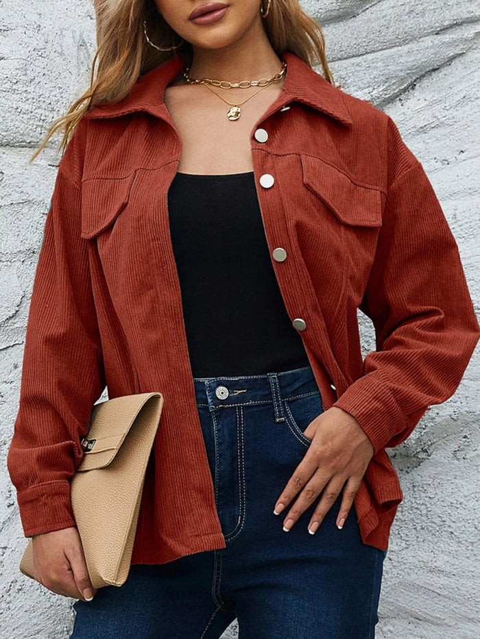 Women's Corduroy Shacket - Pocketed Overshirt