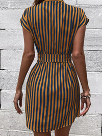 Tied Striped Cap Sleeve Mini Dress Trandify deal