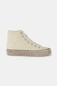 Beast Fashion Glitter Lace-Up Studded Platform Sneakers Trandify Deal