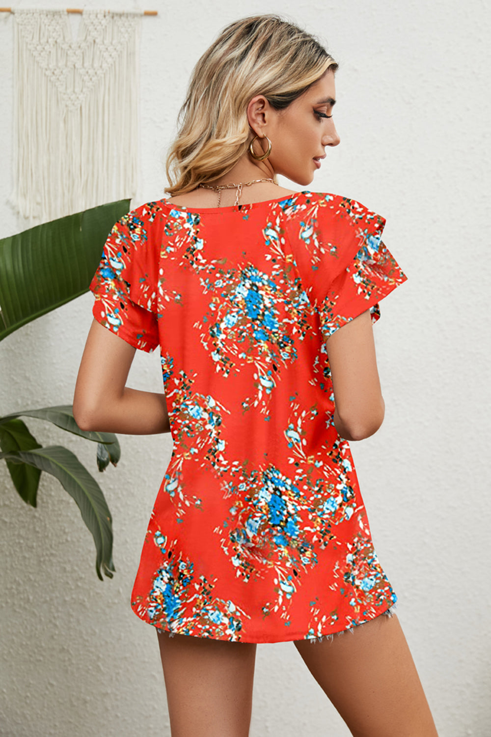 V-Neck Short Sleeve Blouse Trandify deal