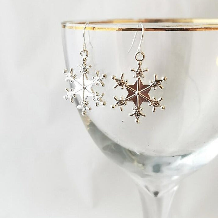 Silver-Plated Snowflakes Earrings Trandify Deal