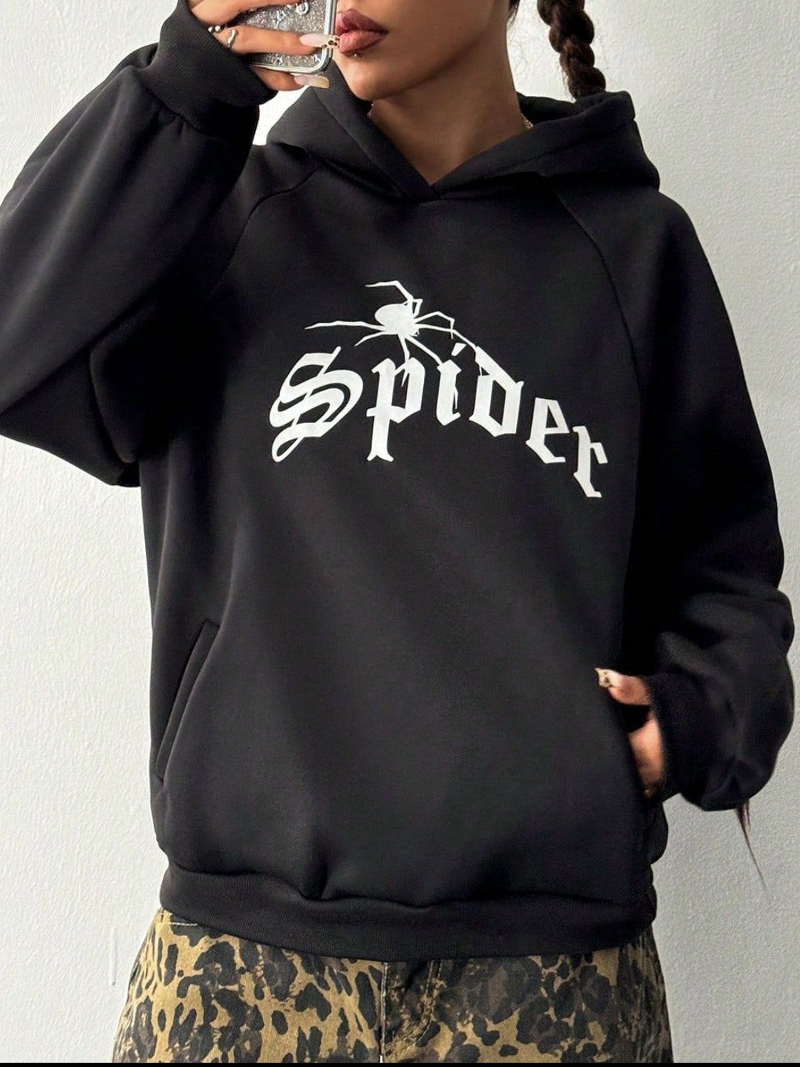 SPIDER Long Sleeve Hoodie with Kangaroo Pocket Trandify Deal