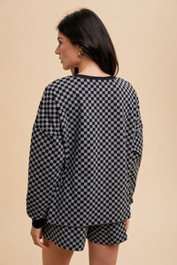 Annie Wear Checkered Round Neck Top and Drawstring Shorts Set Trandify Deal