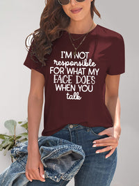 Letter Graphic Round Neck Short Sleeve T-Shirt Trandify deal