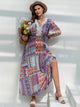 Plus Size Printed Lace Detail Short Sleeve Dress Trandify deal