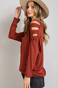 Cutout Round Neck Long Sleeve Top Trandify Deal