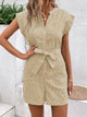 Striped Notched Tie Waist Romper Trandify deal