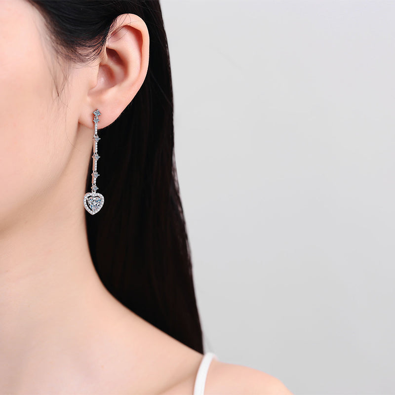 2 Carat Moissanite Zircon 925 Sterling Silver Heart Earrings Trandify Deal
