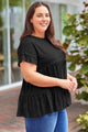 Plus Size Eyelet Round Neck Short Sleeve Blouse Trandify deal