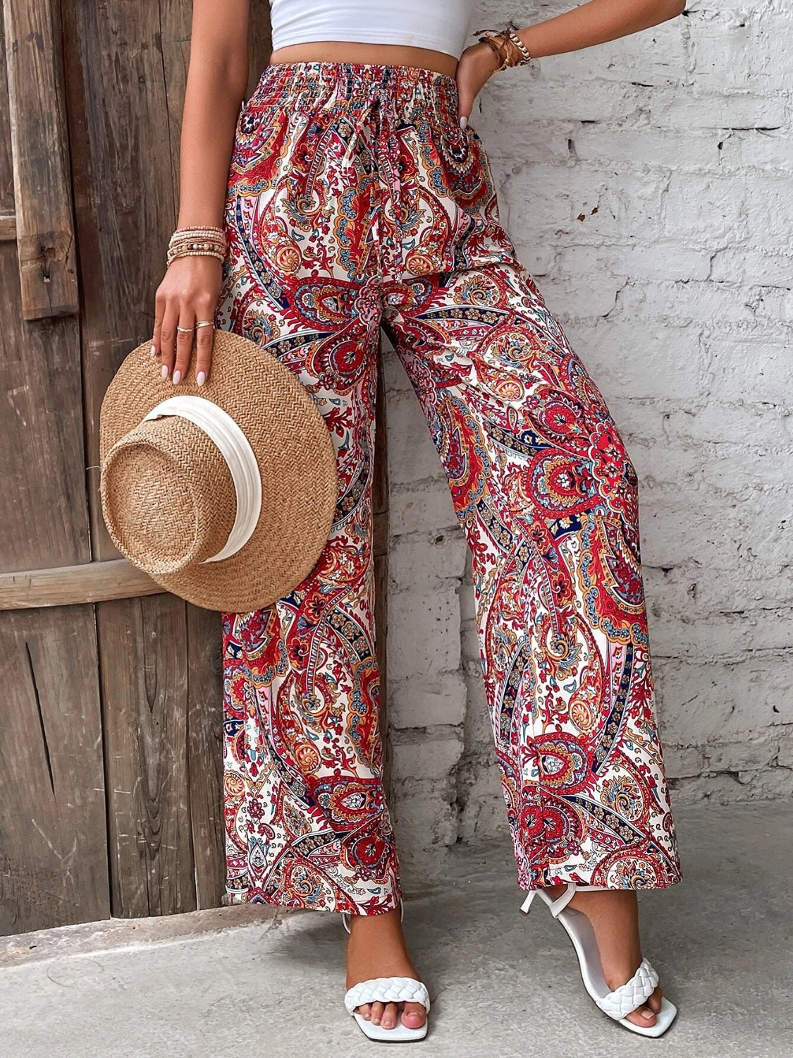 Printed Wide Leg Pants Trandify deal