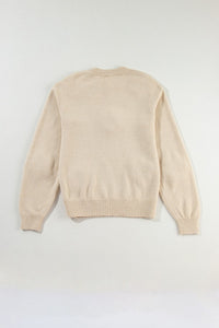 Crochet Flower Round Neck Long Sleeve Sweater Trandify Deal