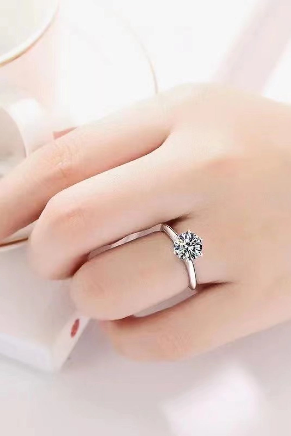 Adored 925 Sterling Silver 3 Carat Moissanite 6-Prong Ring Trandify Deal