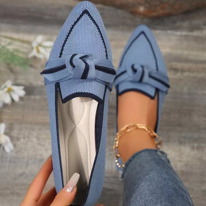 Bow Contrast Trim Point Toe Loafers - Trandify Deal