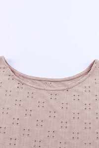 Plus Size Eyelet Round Neck Short Sleeve Blouse Trandify deal