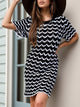 Chevron Round Neck Short Sleeve Knit Dress Trandify Deal