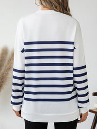 Striped Round Neck Long Sleeve T-Shirt Trandify Deal