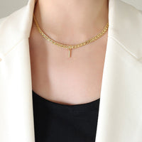 Brass Inlaid Zircon Letter Pendant Necklace Trandify deal