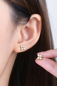Moissanite 925 Sterling Silver Four-Leaf Clover Shape Earrings Trandify Deal