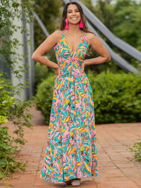 Twisted Printed V-Neck Cami Dress Trandify deal