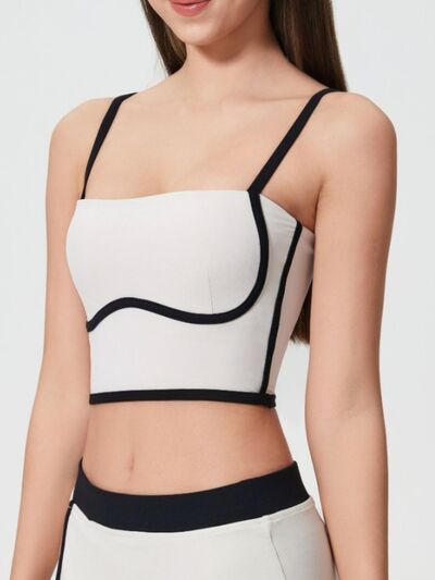 Women’s square neck active cami top with detachable chest pads for workouts and casual wear