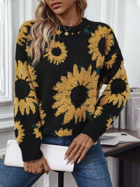 Sunflower Round Neck Long Sleeve Sweater Trandify Deal