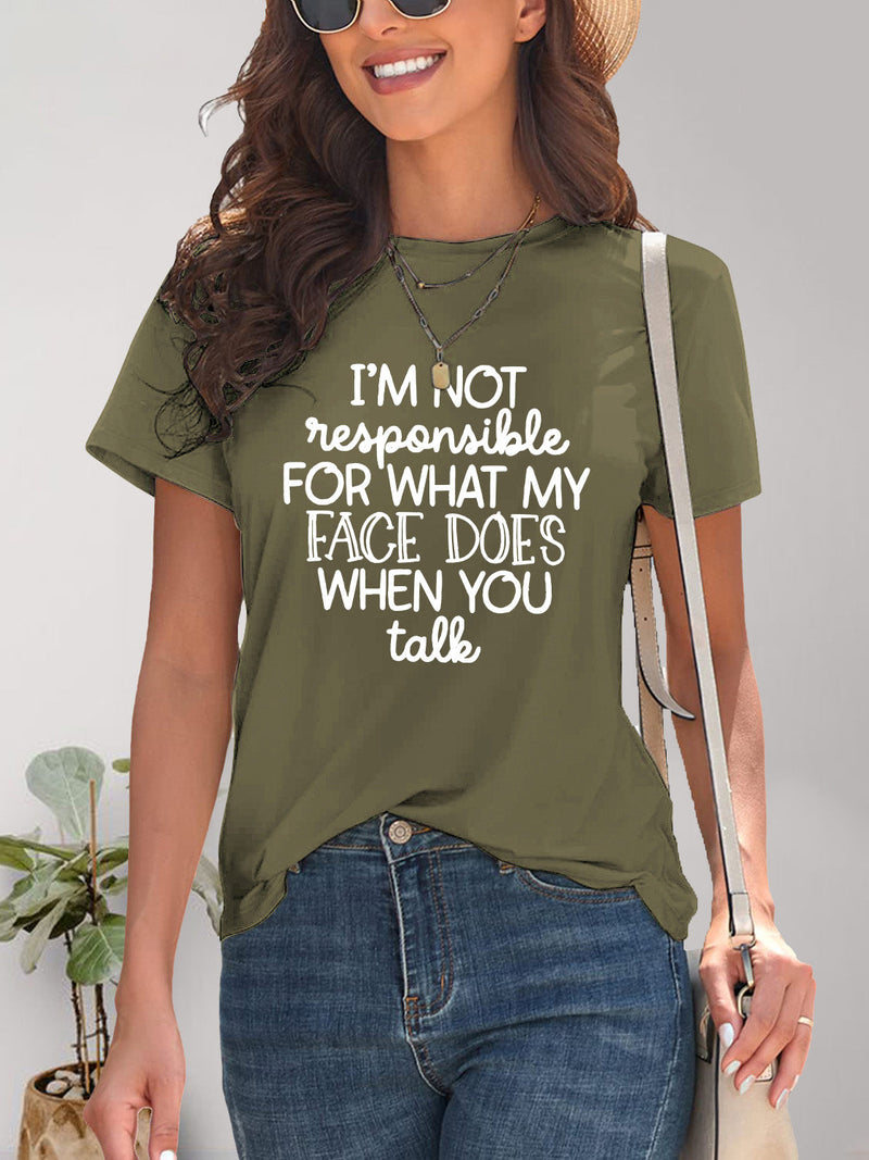 Letter Graphic Round Neck Short Sleeve T-Shirt Trandify deal