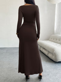 Devine Ruched Long Sleeve Maxi Dress Trandify Deal