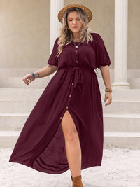 Plus Size Round Neck Half Sleeve Dress Trandify deal