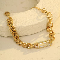 18K Gold Plated Rhinestone Chain Bracelet for Women
