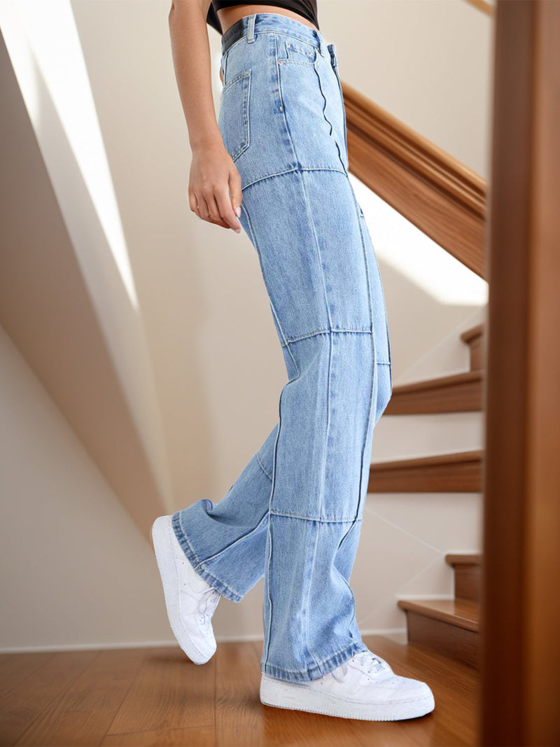 High Waist Straight Jeans with Pockets Trandify deal