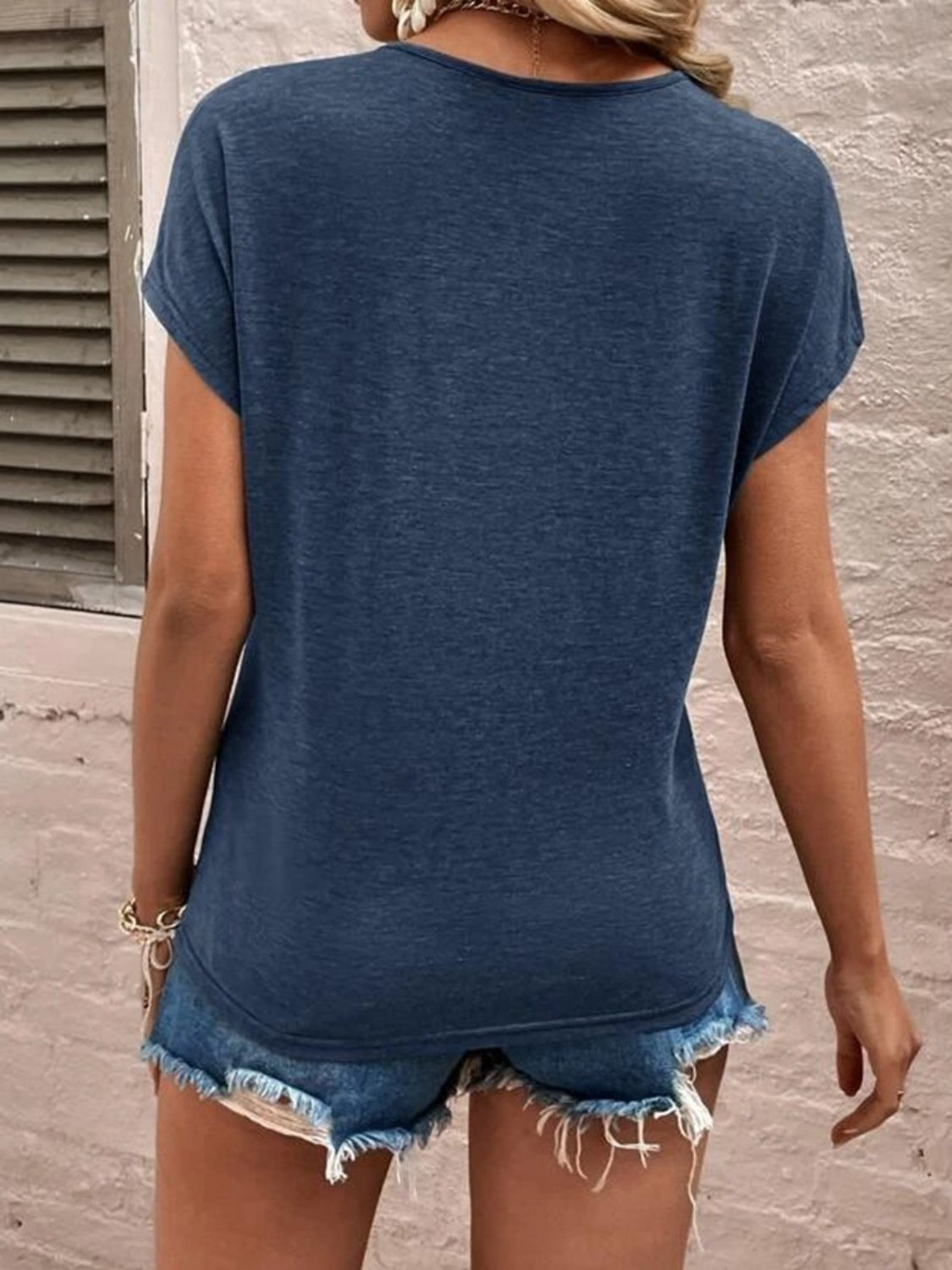 Full Size Lace Detail V-Neck Short Sleeve T-Shirt Trandify deal