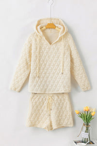 Drawstring Quilted Hooded Top and Shorts Set Trandify Deal