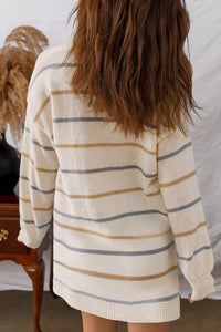 Oversized Sweater Dress | Striped Casual Tunic | Cozy Acrylic Knit