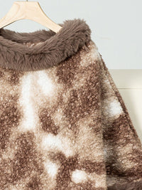 Furry Contrast Three-Quarter Poncho Trandify Deal