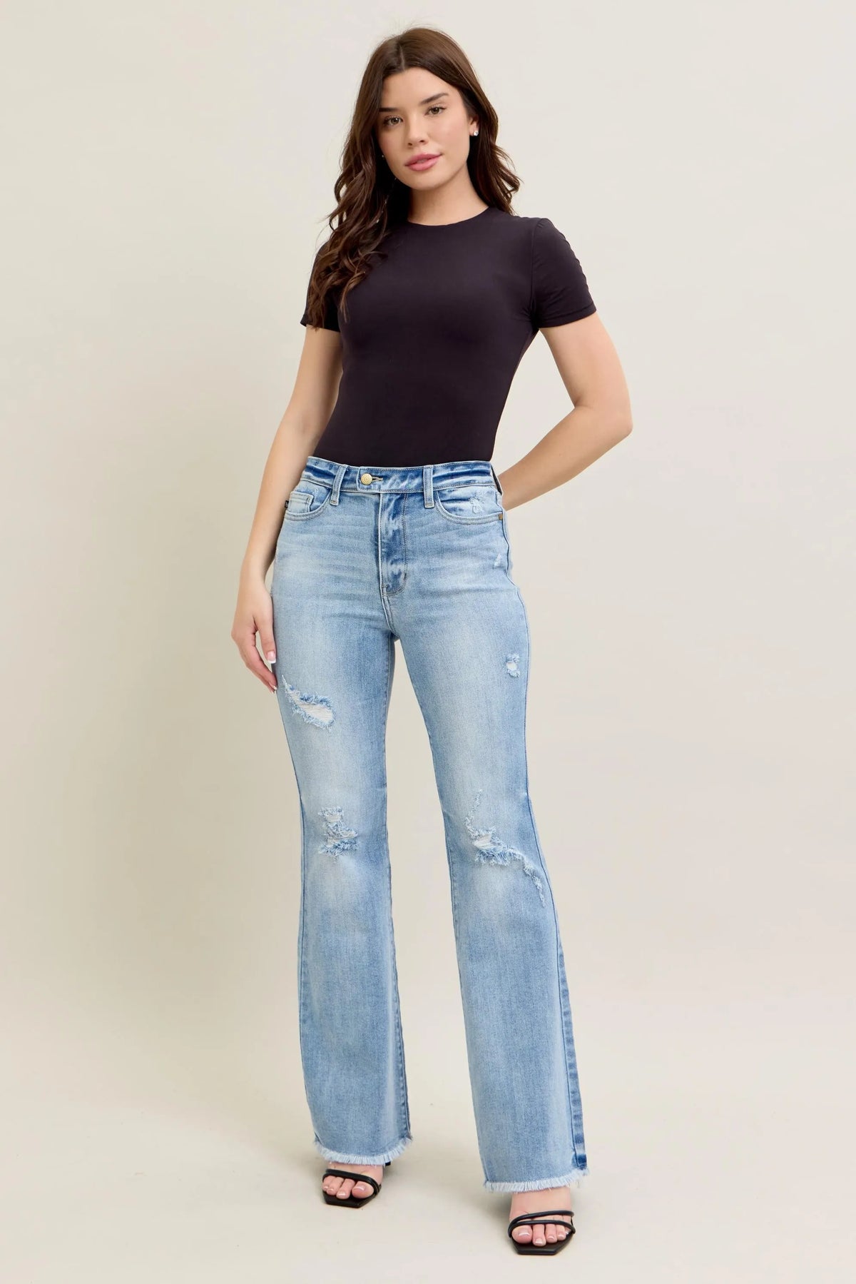 Judy Blue High Waist Flare Jeans with shield pockets