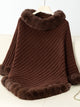 Fuzzy Trim Texture Three-Quarter Sleeve Poncho Trandify Deal