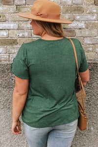 Plus Size V-Neck Petal Sleeve Blouse - Trandify Deal
