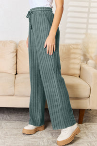 Basic Bae Full Size Ribbed Drawstring Hooded Top and Straight Pants Set Trandify Deal