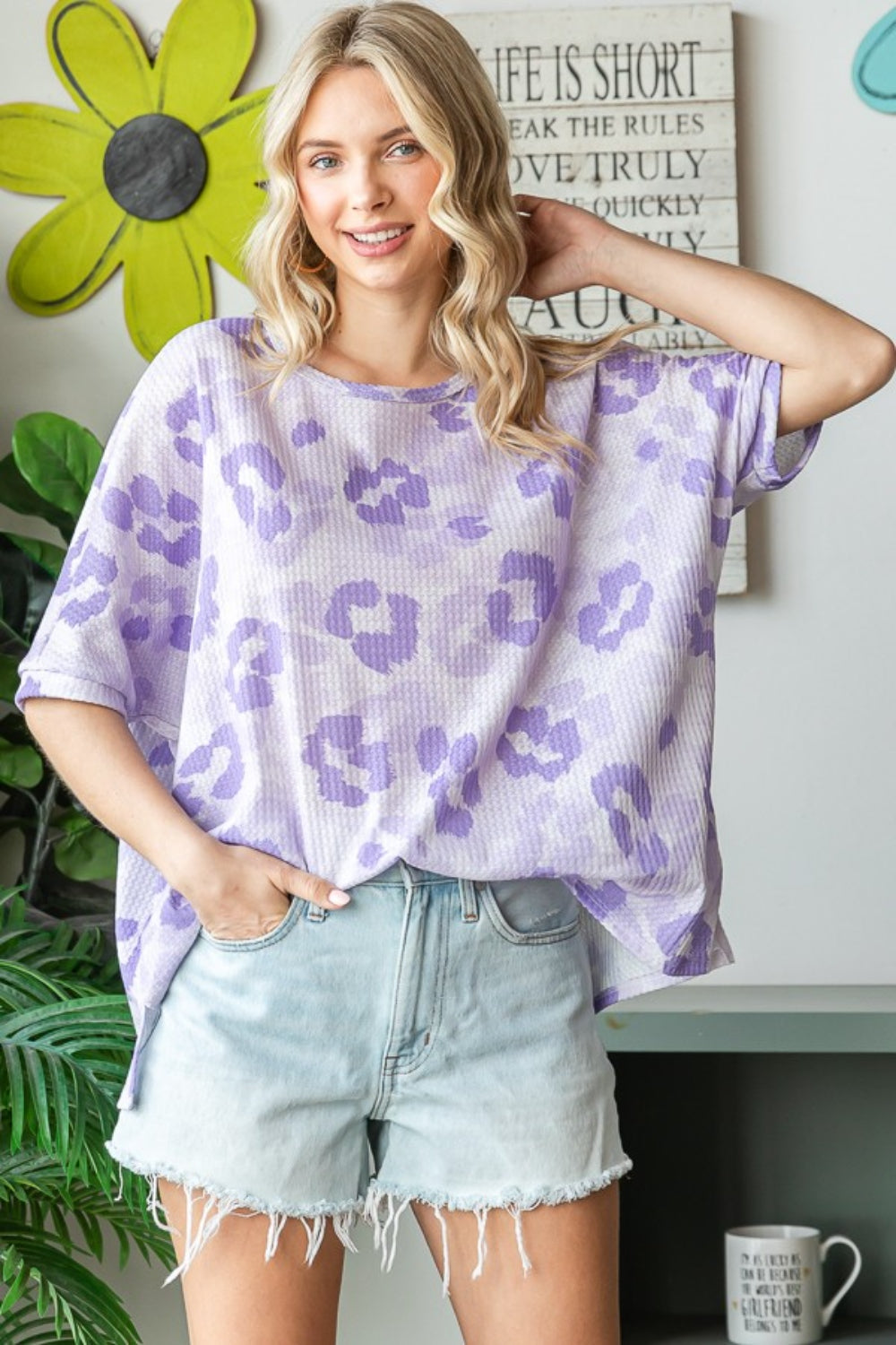 HOPELY Print Waffle Oversized T-Shirt Trandify deal