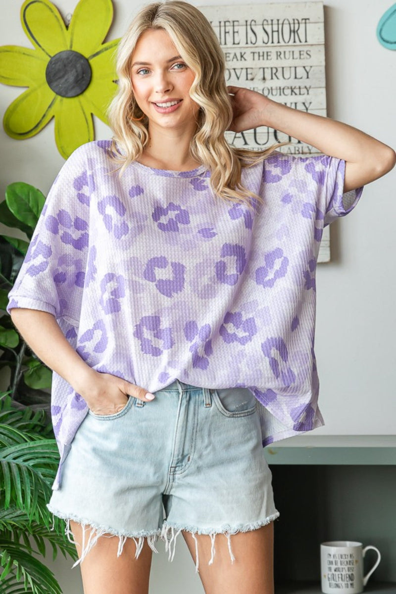 HOPELY Print Waffle Oversized T-Shirt Trandify deal